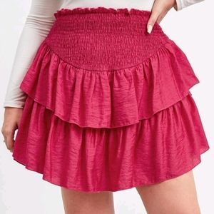 Plus Ruffle Smocked Layered Mini Skirt